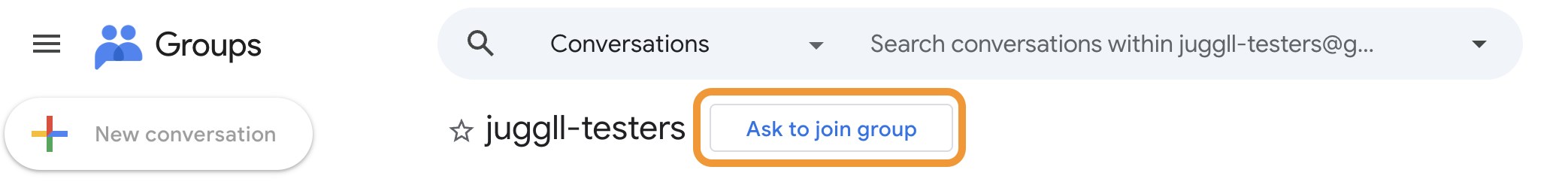 Click 'Ask to join group' on the Google Groups page
